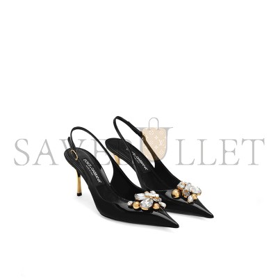 DOLCE GABBANA EMBELLISHED PATENT LEATHER SLINGBACK PUMPS CG1011AZ1888Z843 DOLCE GABBANA EMBELLISHED PATENT LEATHER SLINGBACK PUMPS CG1011AZ1888Z843
